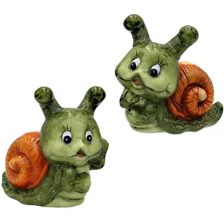 Dekohelden24 Keramik Schnecke/Dekoschnecke, 2er Set, Gartendeko, Maße ca. 12,5 x 8 x 12,5 cm
