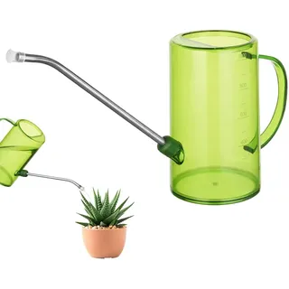 OFFCUP Gießkanne aus Kunststoff, 1 l, kleine Pflanzenblume, langer Auslauf, Streuseltopf für Bonsai, Sukkulenten, drinnen und draußen, Garten (grün)