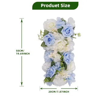 Künstliche Blumengirlande Hochzeit - 6-teiliges Rosenranken Set - Realistische Deko - Traubogen und Wandhintergrund - Tischdekoration Centerpiece - Innenbereich - Blau Weiß