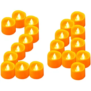 Yakpo 24 Stück orangefarbene LED-Teelichter batteriebetrieben, flammenlos flackernde Kerzen elektrische gefälschte Votivkerzen Großpackung für Partys im Freien Weihnachten Halloween Kürbisdekorationen