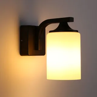 ENCOFT Wandleuchte Vintage Innen Außen, IP65 Retro Industrial Wandlampe mit Glas Lampenschirm und Schwarz Metall Basis, Außenwandleuchte für Wohnzimmer Schlafzimmer Treppenhaus Flur