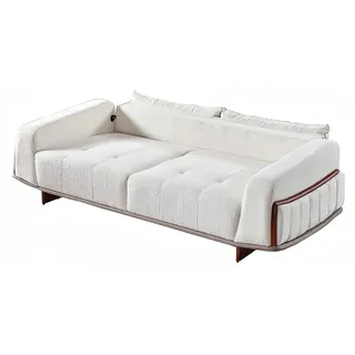 Sofagarnitur Wohnlandschaft Sofa-Set Sessel Wohnzimmergarnitur Polstergarnitur - Weiß