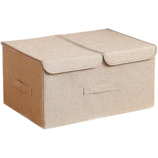 JOYBOS Aufbewahrungsbox aus Stoff, faltbar, groß, mit Deckel, Beige
