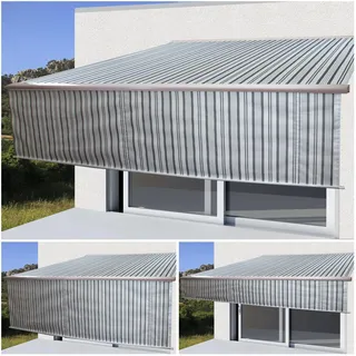 MCW Kassetten-Markise 500 x 300 cm grau/weiß