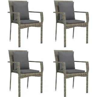 vidaXL Gartenstühle mit Kissen 4 Stk. Poly Rattan Grau - Grau