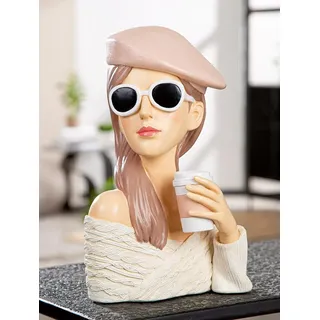 Gilde Figur Lady Adeline aus Kunstharz, weiß, strukturierte Oberfläche, 28 cm hoch, 18 cm breit, 13 cm tief, Frauenform