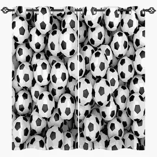 ANHOPE Sport Thema Fußball Blickdichte Gardinen mit Ösen Thermo Vorhänge Blackout Curtain Kinder Jungen Mädchen Verdunklungsvorhänge Wohnzimmer Schlafzimmer Vorhang 2er Set H 160 x B 132 cm