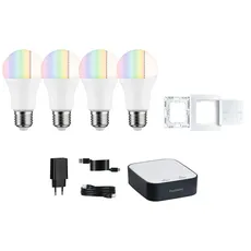 Paulmann 50135 Smart Home Zigbee Gateway Smik Weiß/Anthrazit Kunststoff Steuerzentrale+50124 LED Lampe Standardform+50134 Smart Home Zigbee Wandschalter