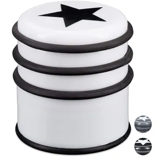 Relaxdays Türstopper für den Boden, Türpuffer für Fenster & schwere Türen, Türhalter mit Stern-Motiv, 8 cm hoch, weiß