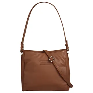 Shopper BRUNO BANANI, Damen, Gr. B/H/T: 27cm x 25cm x 10cm onesize, braun, Leder, leicht glänzend, unifarben, Taschen Shopper, echt Leder