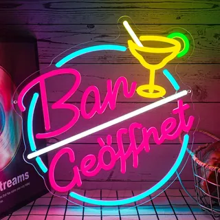Flixyticy Bar Geöffnet Neon Schild für Wanddekoration, LED Neonlicht Hängeschild USB-Betrieb mit dimmbarem Schalter für Bar,Kneipe,Cocktailbar,Schänke,Wirtschaft Wanddeko(Bar Geöffnet(Rund))