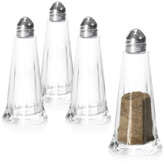 com-four® 4-teiliges Gewürzstreuer-Set - Salz- und Pfefferstreuer aus Glas mit Metall-Deckel - Würzspender im modernen Design - Schüttler Koch- und Küchenzubehör (4-teilig - Glas. Metall)