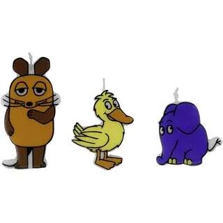 Dr. Oetker 3D Motiv-Kerzen "Maus und ihre Freunde" DieMaus, farbige Geburtstagskerzen, Farbkerzen für Torten, hochwertige Kuchenkerzen (Farbe: Orange, Gelb, Blau), Menge 1 x 3 Stück