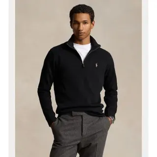 Polo Ralph Lauren für Herren. 710671929001 Estate-Rib Poloshirt schwarz (L), Lässig, Baumwolle, Kurzarm, Langarm