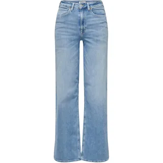 ONLY Damen Wide Fit Jeans High Waist Straight Leg Denim Stretch Hose Bleached Design ONLMADISON