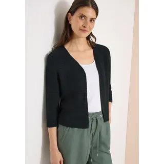 Shirtjacke CECIL, Damen, Gr. XL (44), schwarz (palm breeze grün), Jersey, Obermaterial: 64% Polyester, 34% Viskose, 2% Elasthan, unifarben, lässig geschnitten hüftbedeckend, V-Ausschnitt, abgesteppte Kante, Shirts Shirtjacke, Offene 3/4-Arm Jacke im Ajour-Look