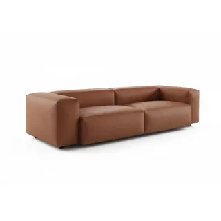 KAWOLA Sofa CELESTE 4-Sitzer Lederfaserstoff cognac - Hellbraun