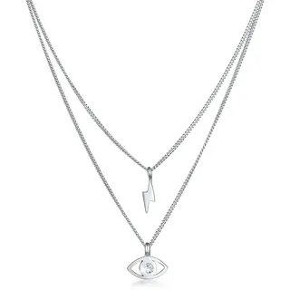 Silberkette ELLI "Halskette Layer Evil Eye Blitz 925 Silber, mit Kristallen von Swarovski" Gr. 40, silber, Halsketten, Damen, Silber 925 (Sterlingsilber), Silberkette