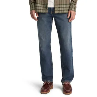 Straight-Jeans TIMBERLAND "5 Pocket Denim Pants (Straight)", Herren, Gr. 30, Länge 32, blau (indigo breeze w), Denim/Jeans, Obermaterial: 68% Baumwolle, 31% Lyocell (TENCEL™), 1% Elasthan, Jeans Straight-Jeans, 5-Pocket-Design, sportlicher Stil, in den Größen 30 bis 34