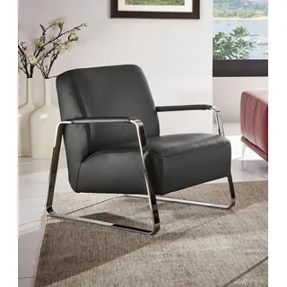 W.SCHILLIG Cocktailsessel »quadroo Designsessel, Loungesessel«, mit bezogenen Armlehnen, Gestell in Chrom glänzend, grau