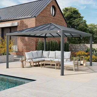 TOOLPORT Gartenpavillon 4 x 4 m inkl. Seitenteile Grau