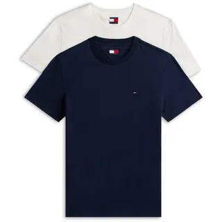 Tommy Hilfiger Rundhalsshirt TOMMY JEANS "TJM XSLIM 2PACK JERSEY TEE EXT", Herren, Gr. 3XL, ecru, schwarz night navy, Single Jersey, Obermaterial: 100% Baumwolle, slim fit normal, Rundhals, eingesetzt abgesteppte Kante, Shirts Rundhalsshirt