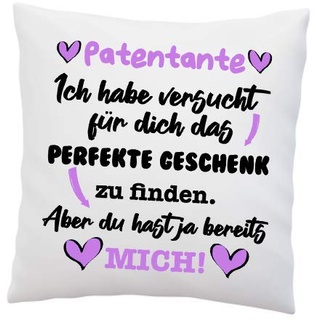 LIEBTASTISCH Kissen mit Spruch - ''Patentante, Ich Habe versucht für Dich das perfekte''- Deko-Kissen - weiß 40cm x 40cm - Liebe - optimales Geschenk - Geburtstag - Überraschung