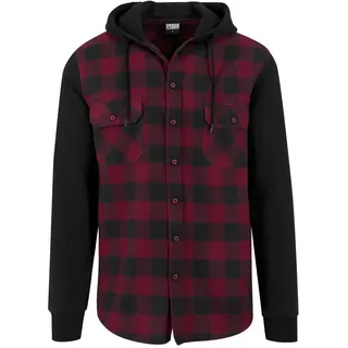 URBAN CLASSICS Langarmhemd Kariert Schwarz / Bordeaux L