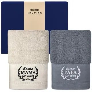 Otuuz 2 Stück Handtücher für Mama und Papa 35 x 70 cm Beste Mama und Papa Der Welt Handtuch Baumwolle Bestickte Tuch Eltern Geschenk für Weihnachten, Geburtstag, Muttertag, Vatertag