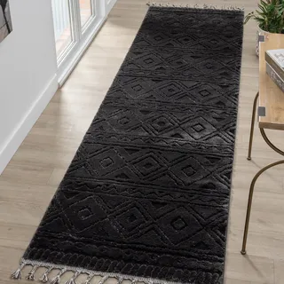 OTTO home Läufer »Bonvo 80x300 cm« rechteckig 19 mm Höhe mit Fransen, Hoch-Tief-Struktur, Wohnzimmer, Schlafzimmer,