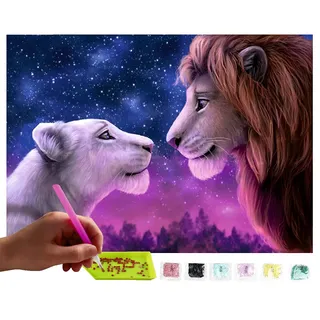 MISHBAY Diamond Painting Erwachsene Löwe - 30x30cm - Diamant Painting Bilder - DIY Strass Mosaikbild mit Hochwertiger Leinwand - Kreatives Hobb