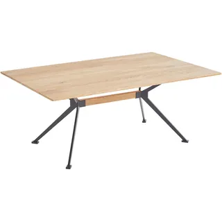 Linea Natura Couchtisch , Schwarz, Eichefarben , Holz , Eiche , vollmassiv , rechteckig , X-Form , 70x44x110 cm , Holzmöbel, Holztische, Wohnzimmertische Holz, Couchtische Holz