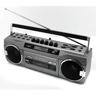 Soundmaster SRR80TI tragbares Retro-Kassetten-Radio mit DAB+, Mikrofon, Bluetooth, USB und SD-Wiedergabe