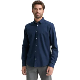 TOM TAILOR Herren Slim Fit Hemd mit Struktur 1023881, 10302 - Dark Blue, XL