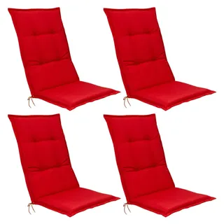 Beautissu Hochlehner Auflage 120 x 50 x 6 cm rot 4-tlg.