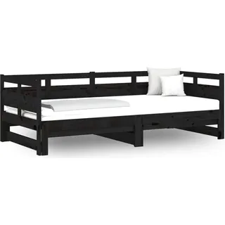 vidaXL Tagesbett Ausziehbar Schwarz Massivholz Kiefer 2x(80x200) cm - Schwarz