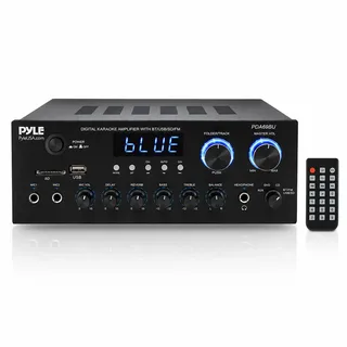 Pyle Audio Pyle HiFi-Verstärker 300W – 2.0 Kanal Audio Receiver mit Bluetooth USB/SD/FM Mikrofon-Eingang, AUX/RCA Für Karaoke, Heimkino & Musikstudio