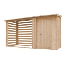 TIMBELA Gartenhaus Holz mit Brennholzregal 3,64 m2 M205 ohne Boden