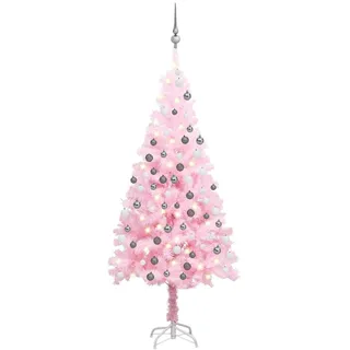 The Living Store Künstlicher Weihnachtsbaum mit Beleuchtung & Kugeln Rosa 120cm - Rosa