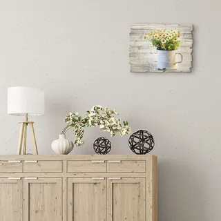 Artland Holzbild »Frühlingsgarten mit Gänseblümchen« Blumen 1 Stk. tlg., grün