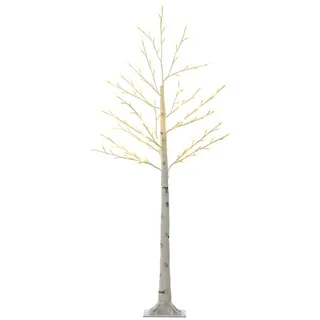 Homcom 150 cm Lichterbaum, Birkenbaum mit 120 Warmweiß 3 Helligkeitsstufen LED Ip44 , Weiß , Kunststoff , 20x150x20 cm , Dekoration, Weihnachtsdekoration