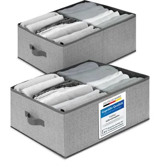 TOPP4u große Aufbewahrungsboxen 50x40x20 cm, 2er Set, Boxen Aufbewahrung groß, Aufbewahrungskorb faltbar, Kleiderschrank Organizer, Kleiderboxen, Kisten Kleiderschrank, Stoffboxen, Grau-Beige