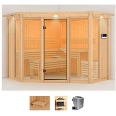 Bild von Sauna »Astrid 2«, (Set), 9-kW-Bio-Ofen mit externer Steuerung beige