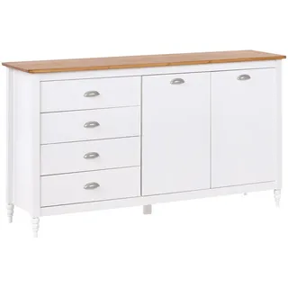Beliani Sideboard 150 x 83 x 40 cm Weiß / Braun / Silber