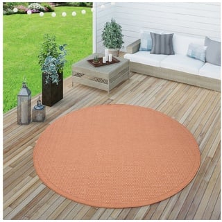 Paco Home Teppich Für Terrasse und Balkon Küchenteppich Einfarbig Modern Rot ø 160 cm rund,