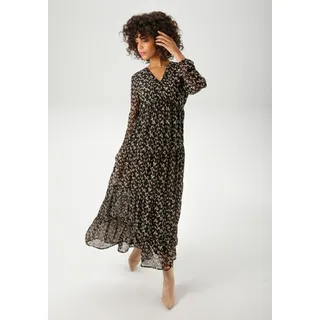 Aniston CASUAL Maxikleid Blumendruck Schwarz/Beige 42