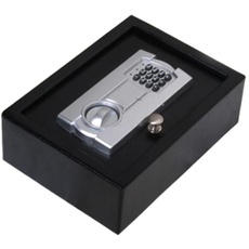MICEL - 13384 - Safe mit elektronischem Schloss, mit 3-8-stelligem Code und Sicherheitsschlüssel, inkl. 4 AA-Batterien und zwei Schlüsseln, Schwarz, 300 x 220 x 100 mm