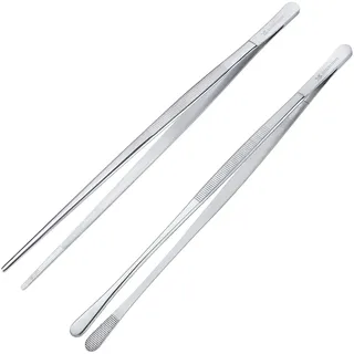 MSY BIGSUNNY Edelstahl-Lebensmittelpinzette, multifunktional, Kochzange, Küche, Servierzange (30,5 cm runde und 30,5 cm spitze Pinzette)