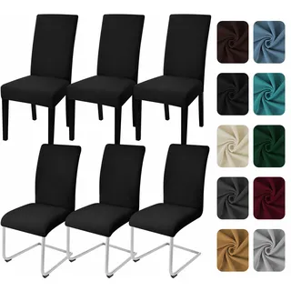 Yugarlibi Stuhlhussen 6er Set Stretch Stuhlbezug Schwingstuhl Schwarz | Elastische Stuhlhussen Schwingstuhl Stuhlbezug Universal Esszimmerstühle Bezug Waschbare hussen für stühle Küche Hochzeit