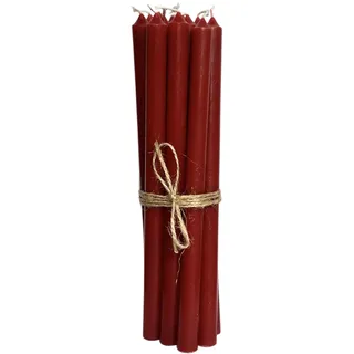 12er Pack dünne Stabkerzen H:20 cm Ø:1,3 cm div. Farben Brenndauer 2,5 Stunden Kerze Advent Weihnachten, Farbe:Rot